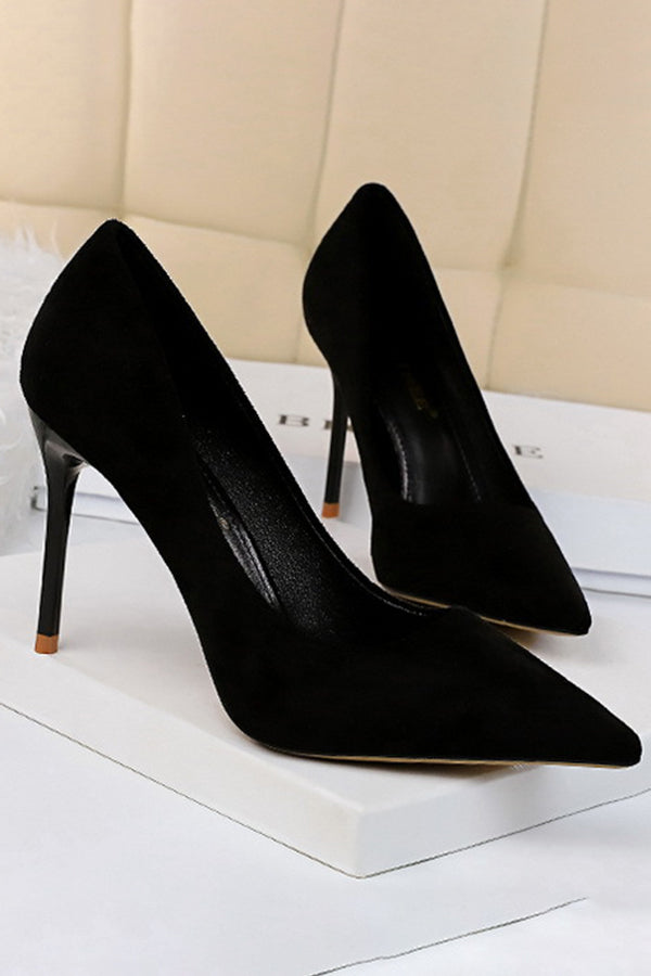 Suede Pointed Toe High Heels