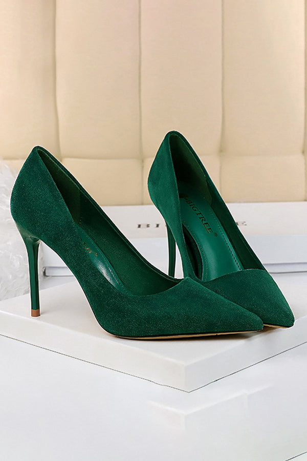 Suede Pointed Toe High Heels