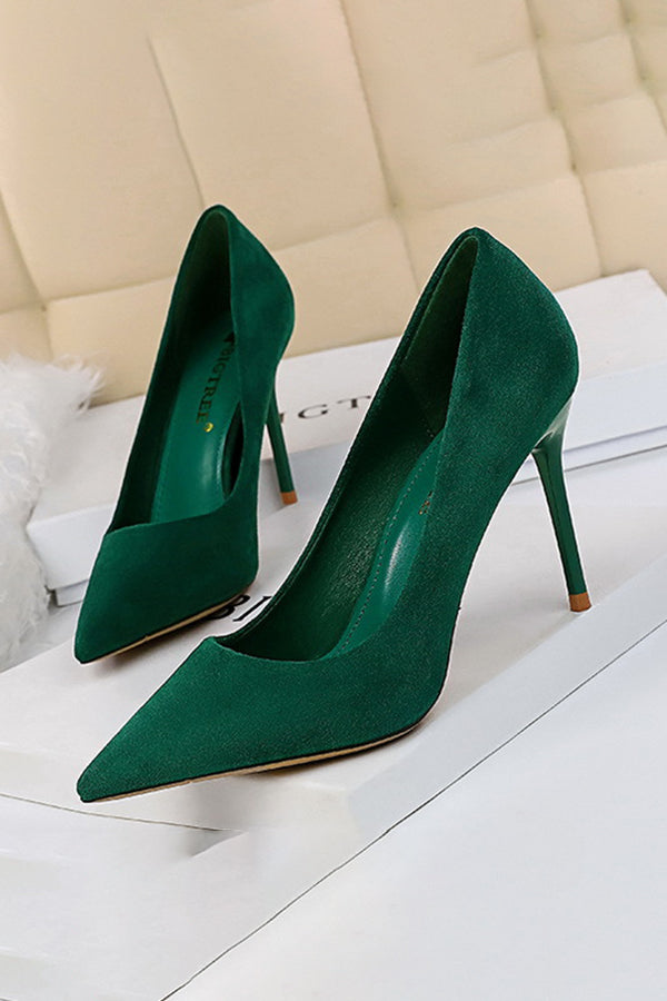 Suede Pointed Toe High Heels