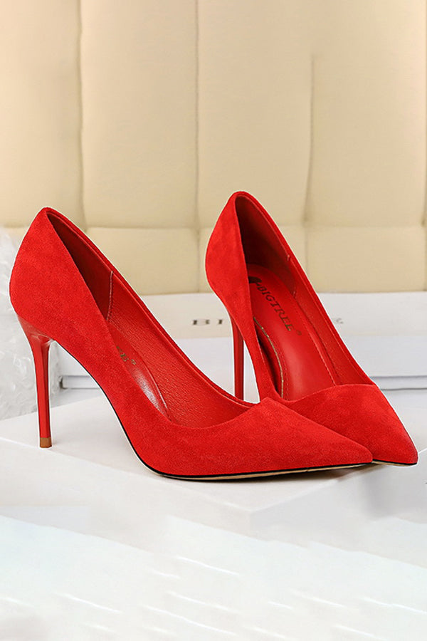 Suede Pointed Toe High Heels