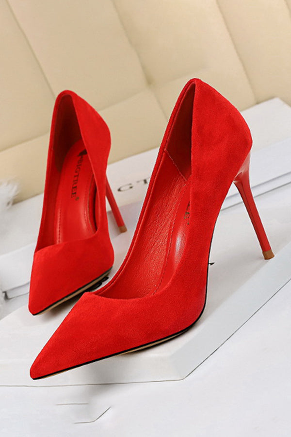 Suede Pointed Toe High Heels