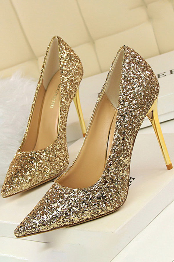 Stylish Sequined High Heels