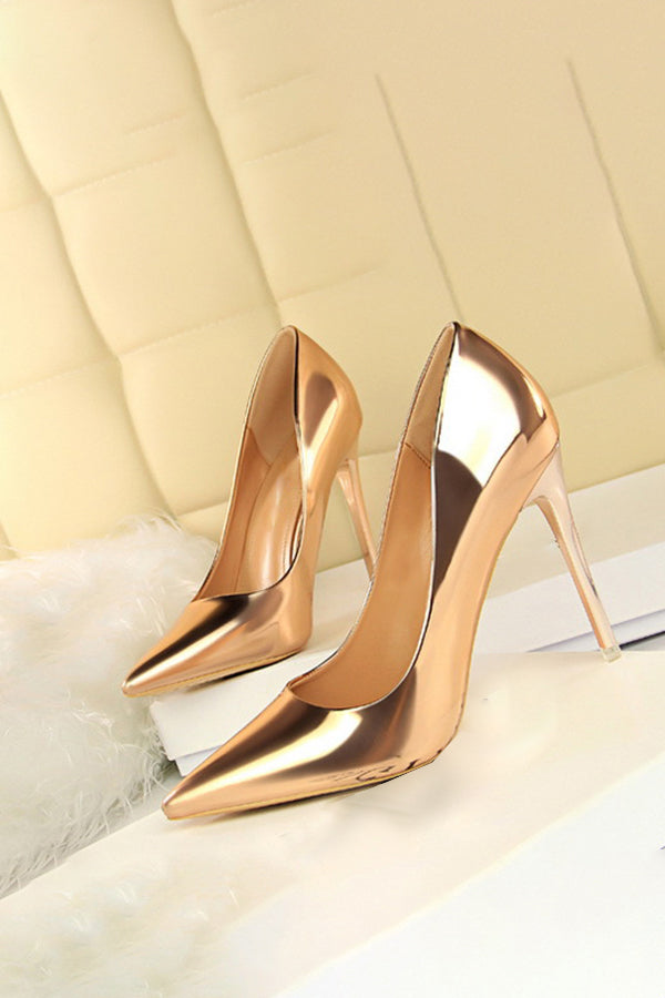 Metallic Ultra High Heeled Court Pumps