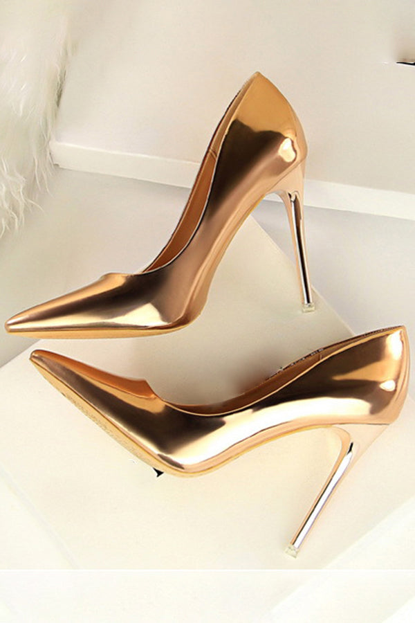 Metallic Ultra High Heeled Court Pumps