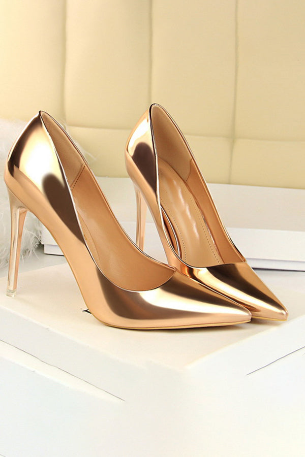 Metallic Ultra High Heeled Court Pumps