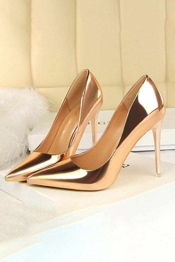 Metallic Ultra High Heeled Court Pumps