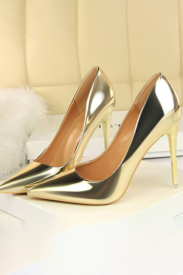 Metallic Ultra High Heeled Court Pumps