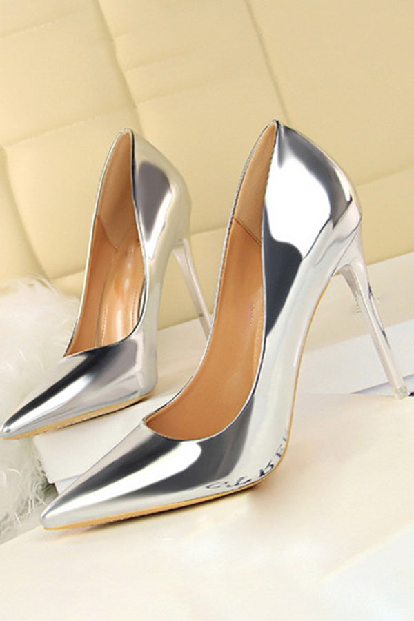 Metallic Ultra High Heeled Court Pumps