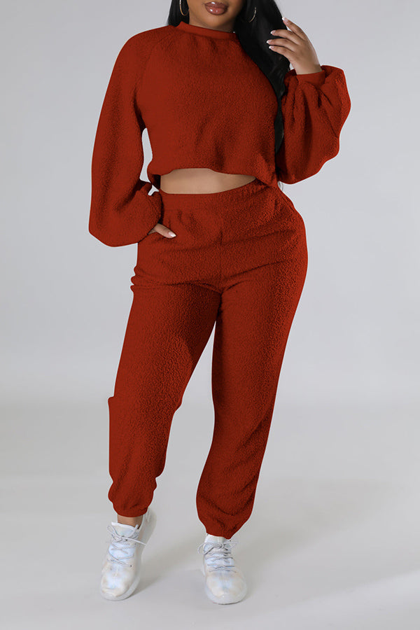 Cozy Warm Solid Two Pieces Set