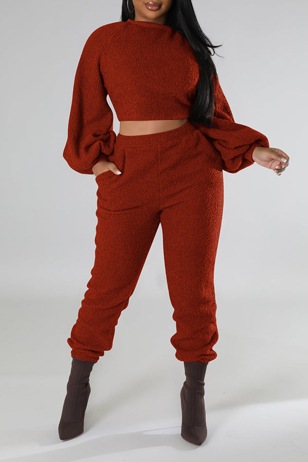 Cozy Warm Solid Two Pieces Set