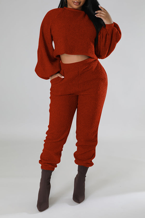 Cozy Warm Solid Two Pieces Set