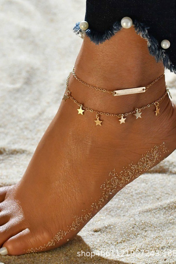 Double Layer Star Zircon Anklet