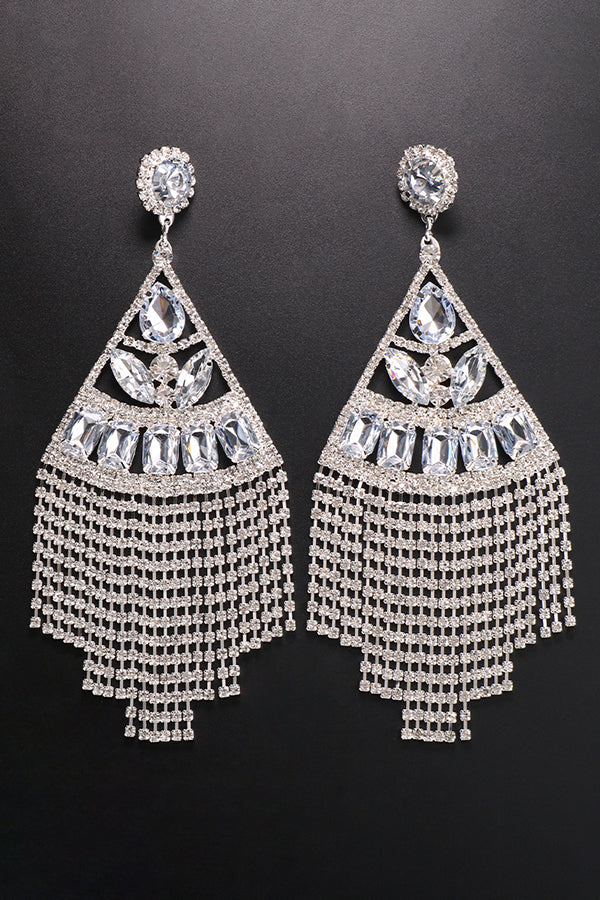 Glittery Rhinestone Tassels Earrings