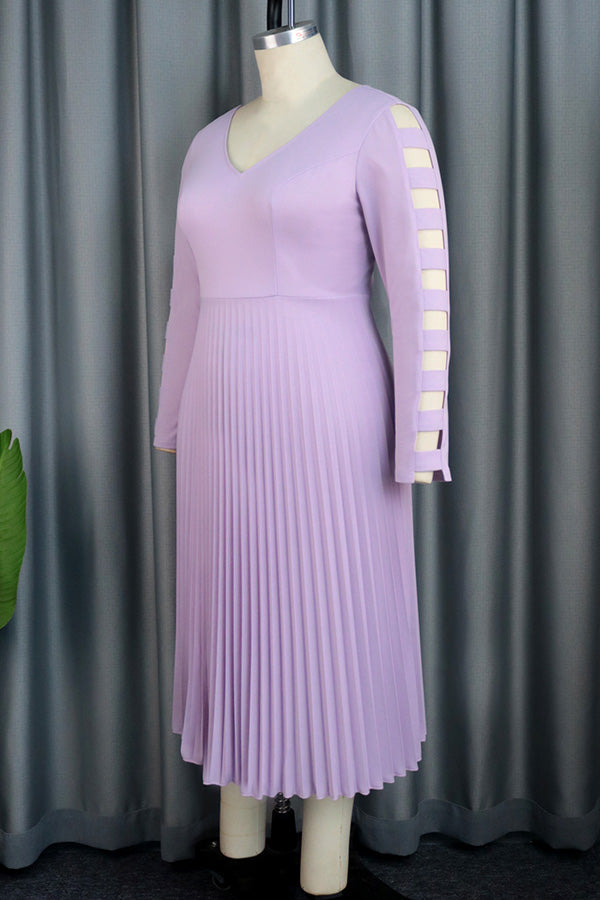 Cutout Sleeve Pleated Midi Dress