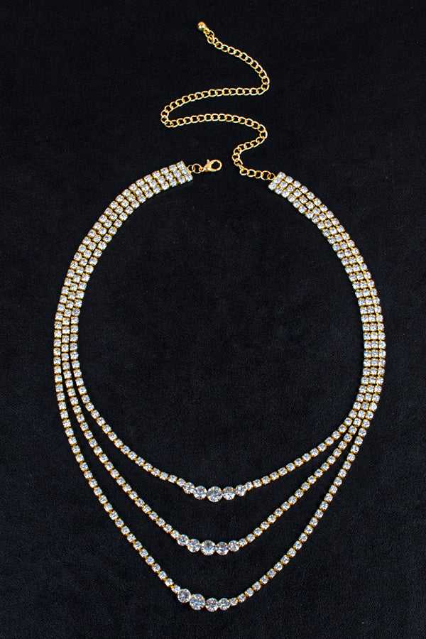 Multi-layered Rhinestone Necklace