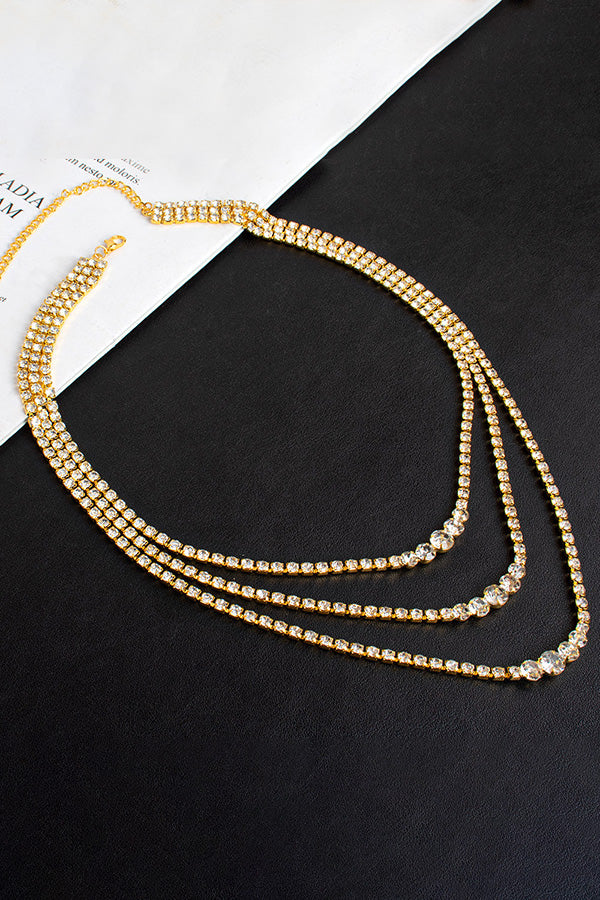 Multi-layered Rhinestone Necklace