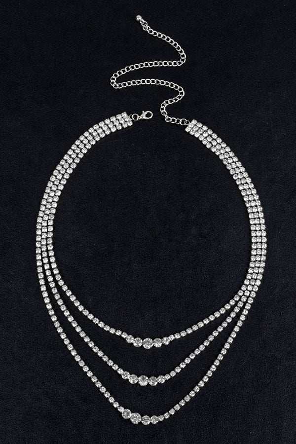 Multi-layered Rhinestone Necklace