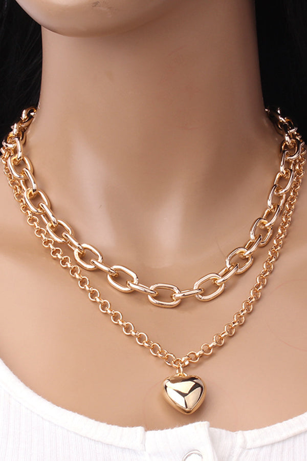 Alloy Heart Double Layer Necklace