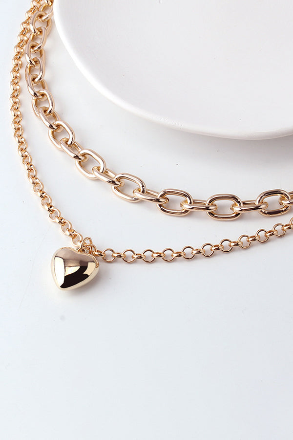 Alloy Heart Double Layer Necklace