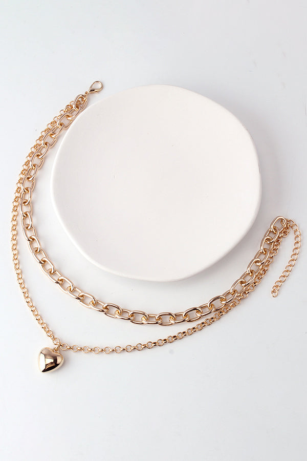 Alloy Heart Double Layer Necklace