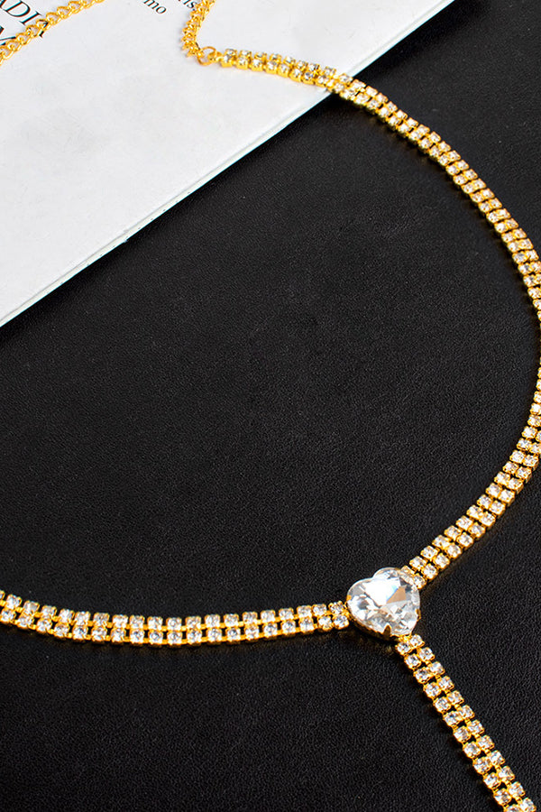 Double Row Rhinestones Necklace