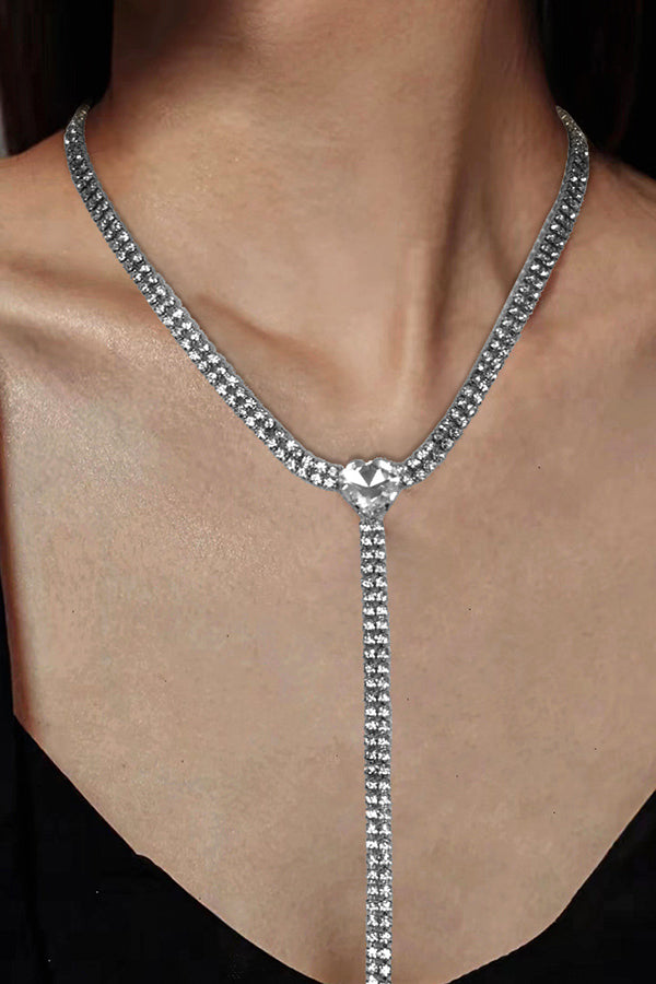 Double Row Rhinestones Necklace