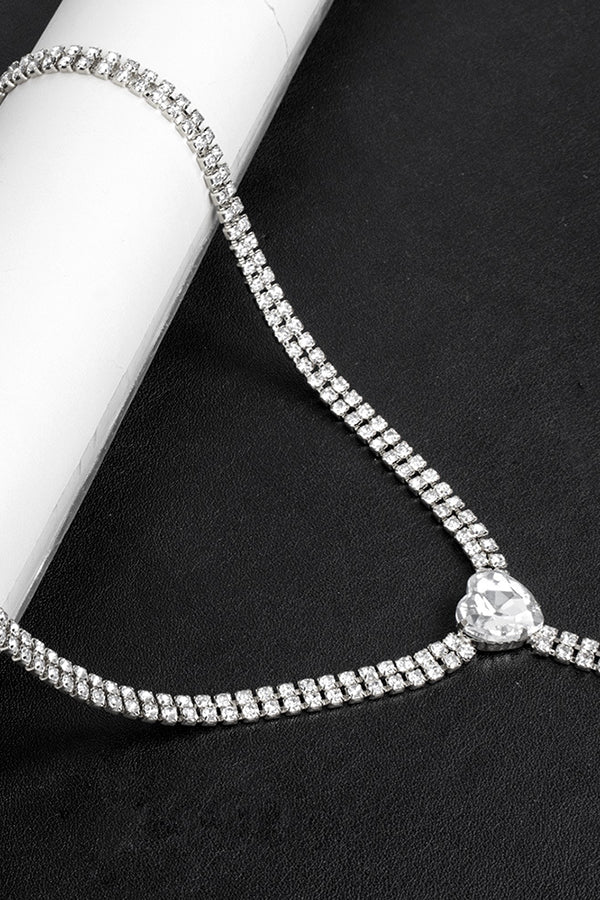 Double Row Rhinestones Necklace