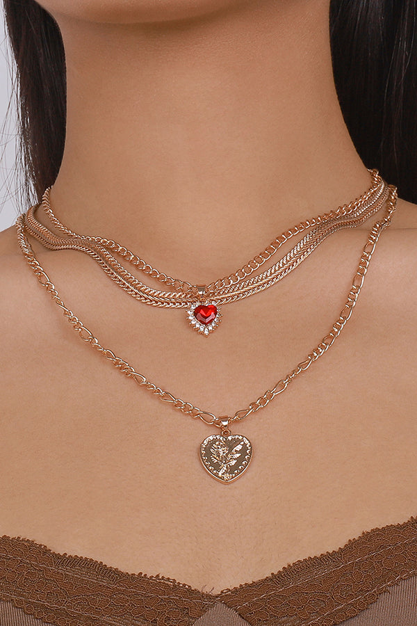 Ruby Metal Layered Collarbone Necklace