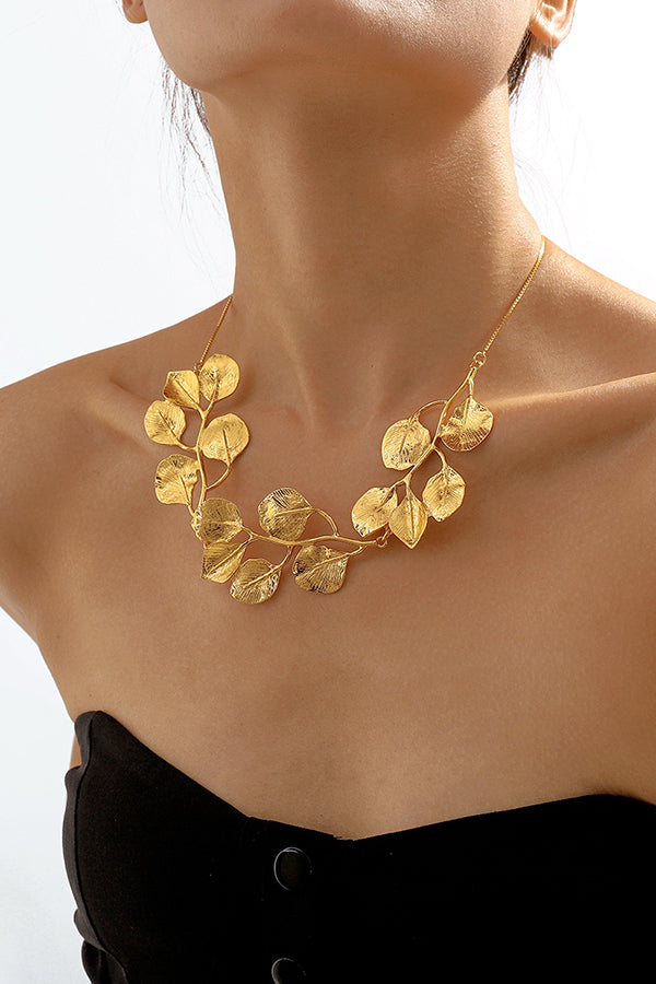 Personality Leaves Metallic style Necklace