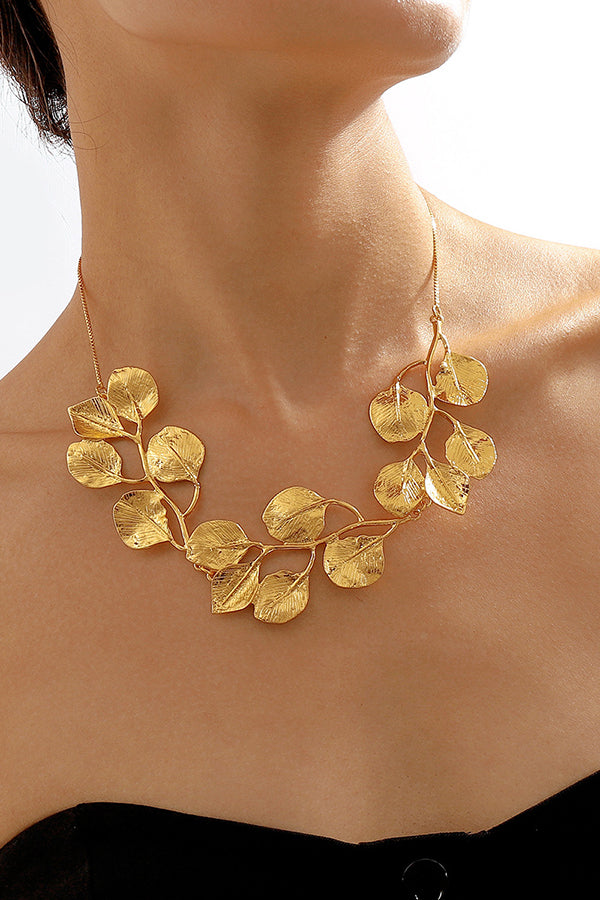 Personality Leaves Metallic style Necklace