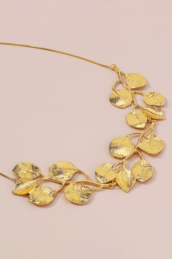 Personality Leaves Metallic style Necklace