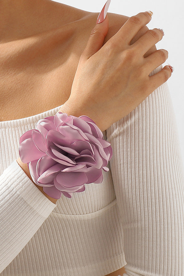 Romantic Flocking Cloth Rose Bracelet