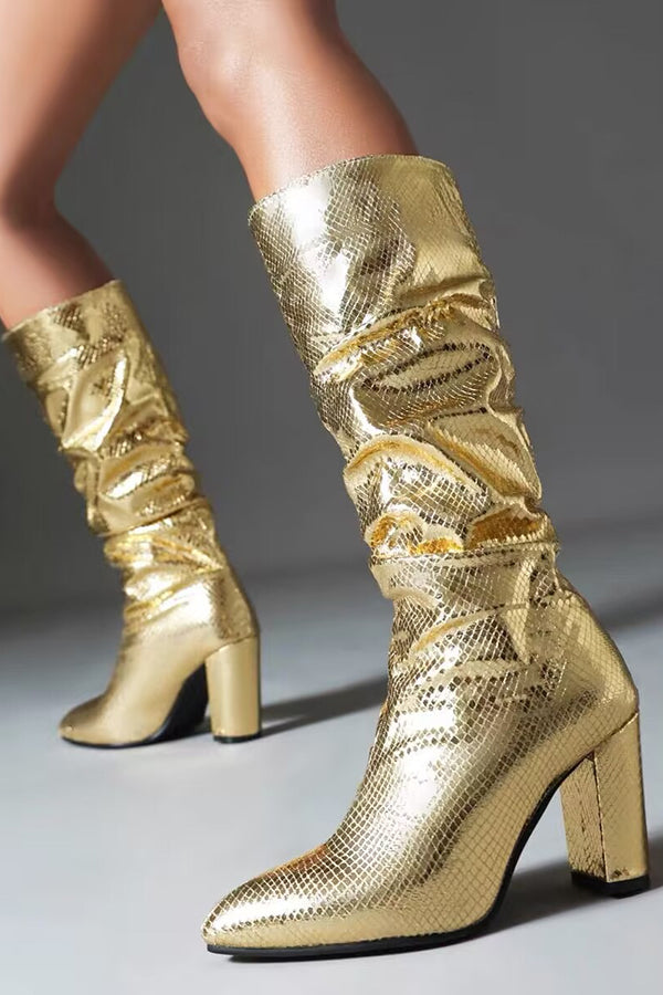 Stylish Solid Snakeskin Print High heels