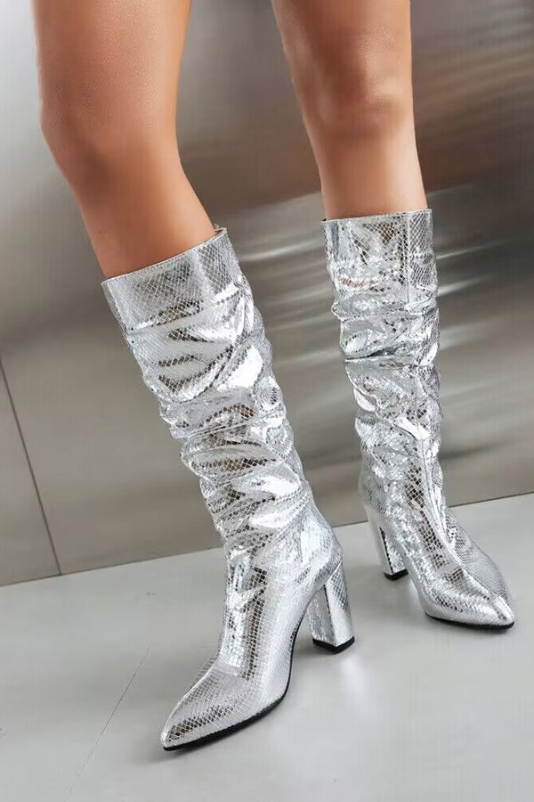 Stylish Solid Snakeskin Print High heels