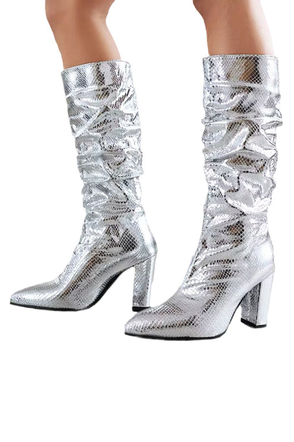 Stylish Solid Snakeskin Print High heels