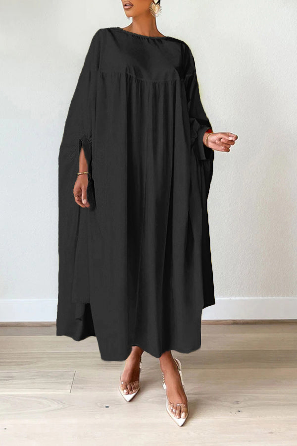 Batwing Sleeve Asymmetrical Hem Dress