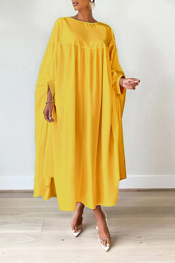 Batwing Sleeve Asymmetrical Hem Dress