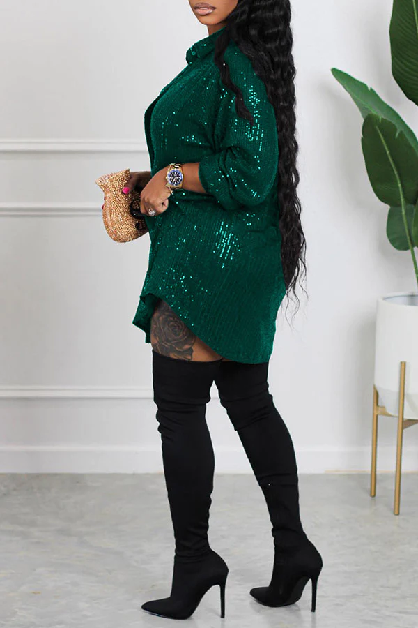 Festival Essentials Sequins Shirt Dress