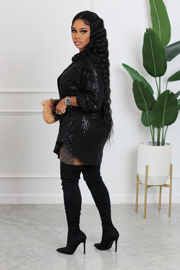 Festival Essentials Sequins Shirt Dress