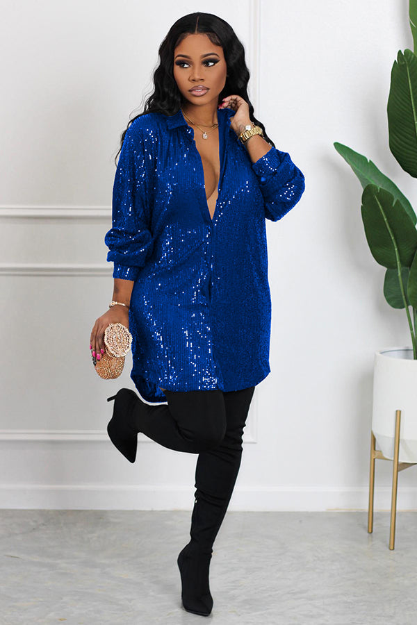 Festival Essentials Sequins Shirt Dress