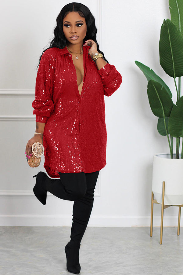 Festival Essentials Sequins Shirt Dress