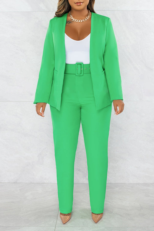 Leisure Open Front Blazer & Pants Set