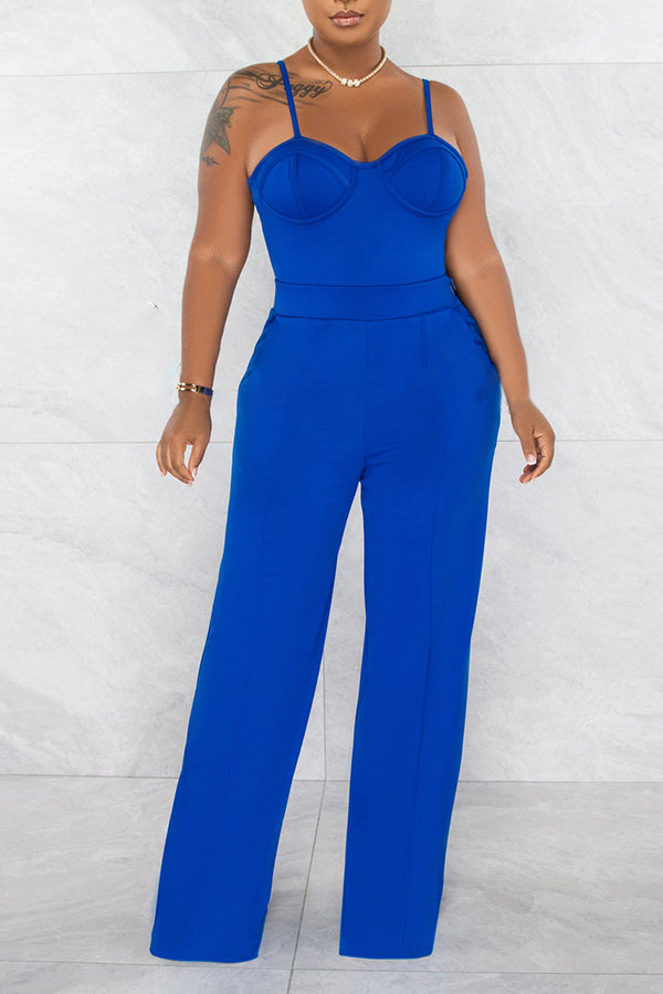 Blazer & Wide Leg Jumpsuit Two Piece Set