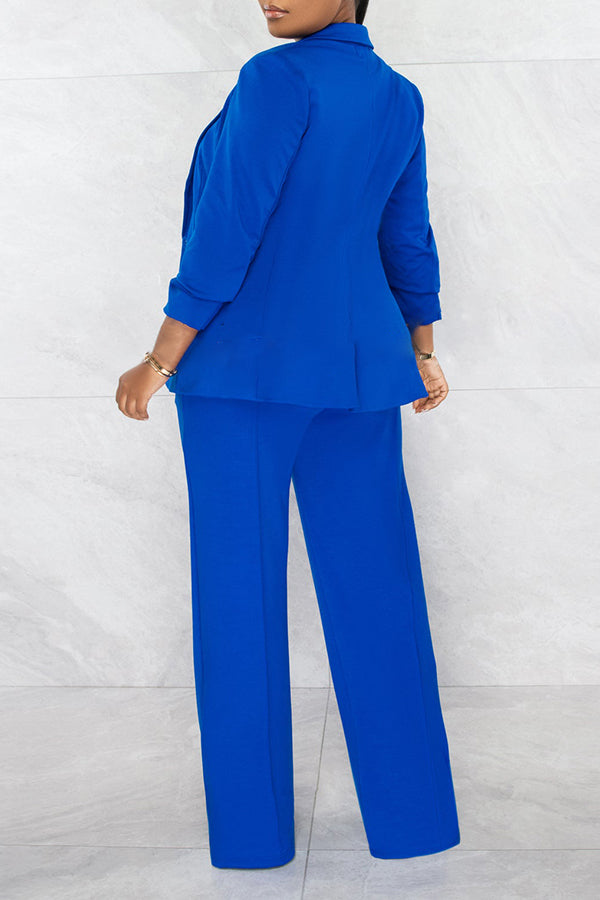 Blazer & Wide Leg Jumpsuit Two Piece Set