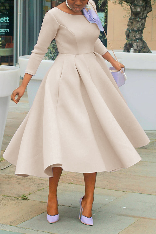 Elegant 3/4 Length Sleeve Swing Dress