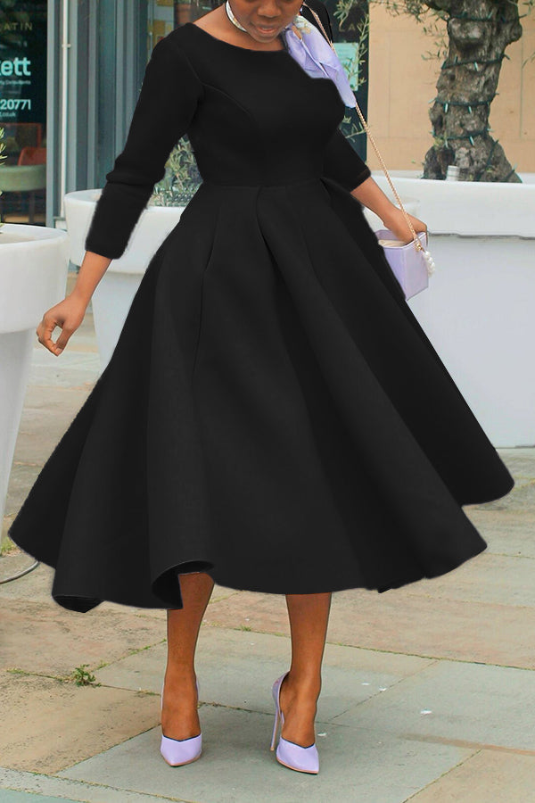 Elegant 3/4 Length Sleeve Swing Dress