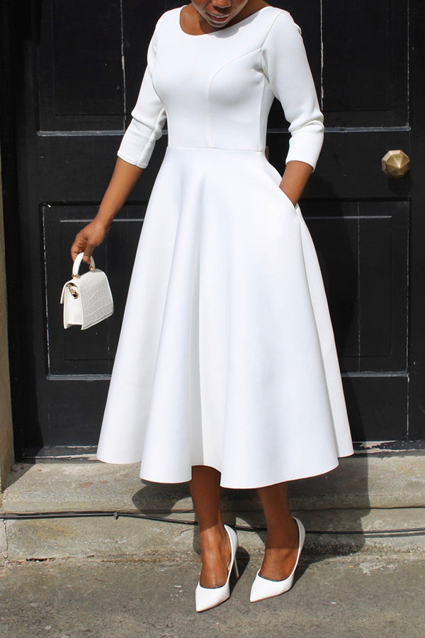 Elegant 3/4 Length Sleeve Swing Dress