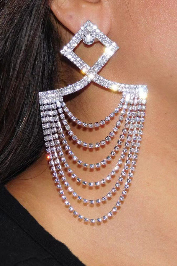 Rhinestone Claw Chain Drop Earrings