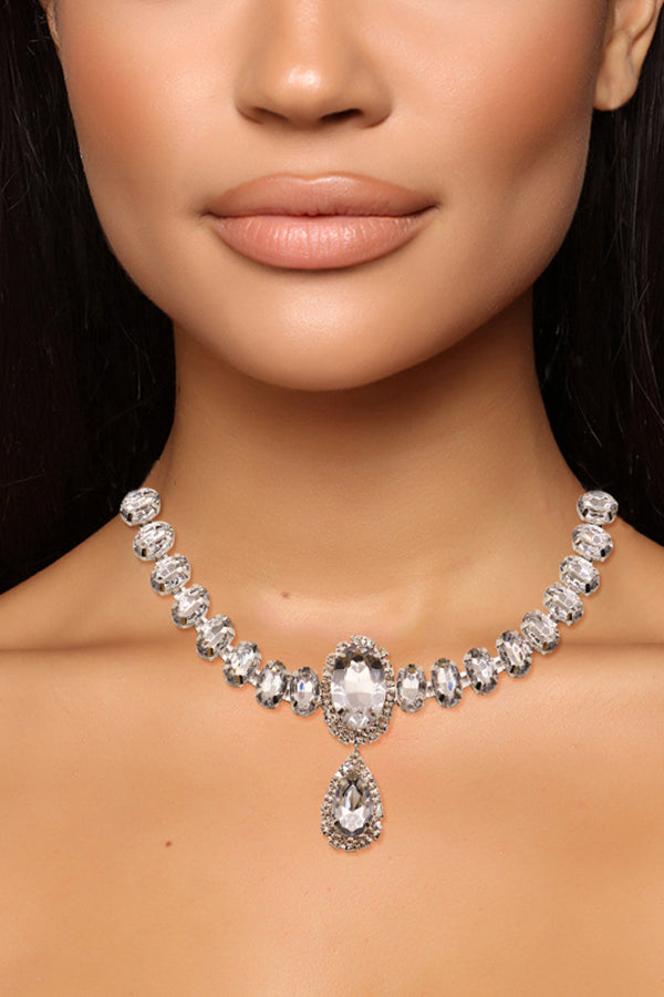 Luxury Droped Rhinestone Clavicle Necklace