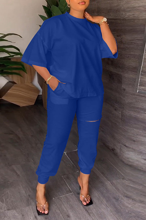 Relaxed Loose Top & Two Pocket Pants Set